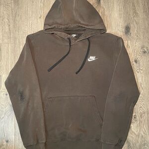 Nike Sportswear Club Pullover Hoodie Brown Size L Distressed